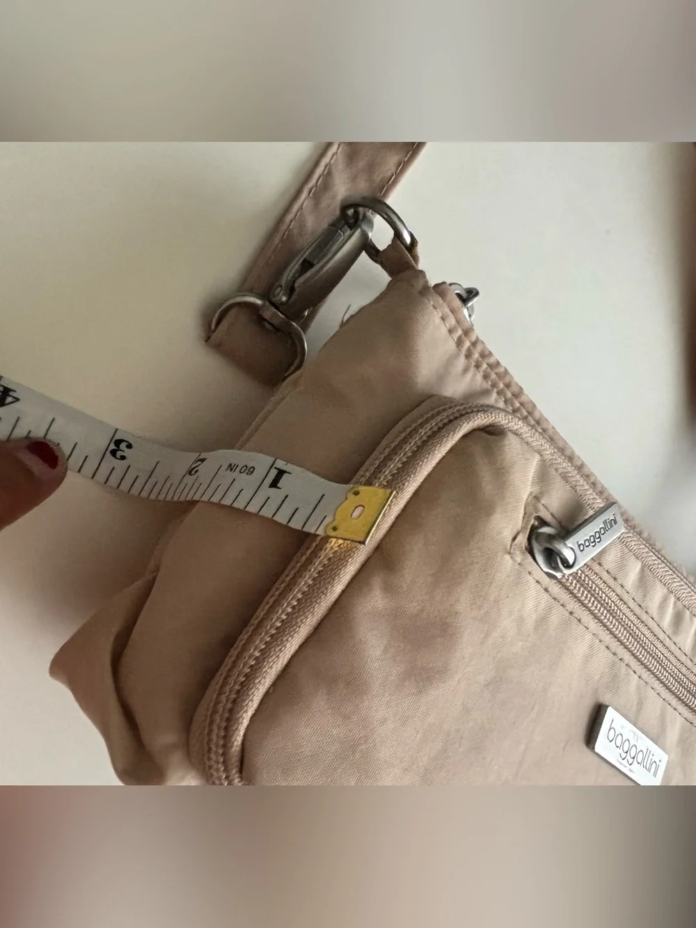 Baggallini Camel and Blush Pink Crossbody Organizer Bag